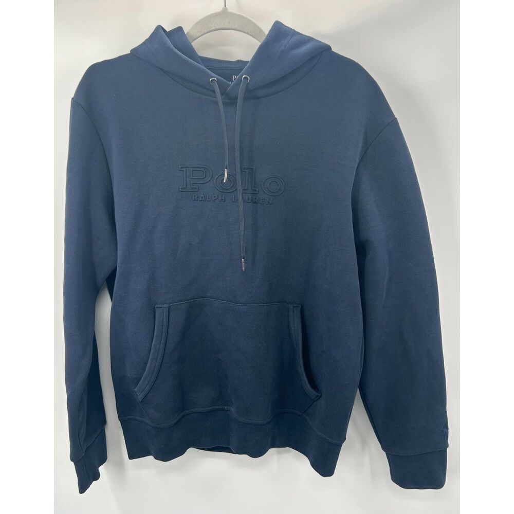 Polo Ralph Lauren Embossed Logo Double-Knit Pullover Hoodie Blue M